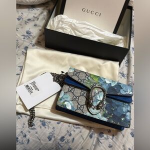Gucci Blue Floral Shoulder Bag